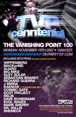 The Vanishing Point 100 - 19+ Hours of Sets from Kaenow, Wippenberg, Sebastian Brandt, Cosmic Gate, Scot Project, Mark Sherry, Suzy Solar, and more (11-19-07)!